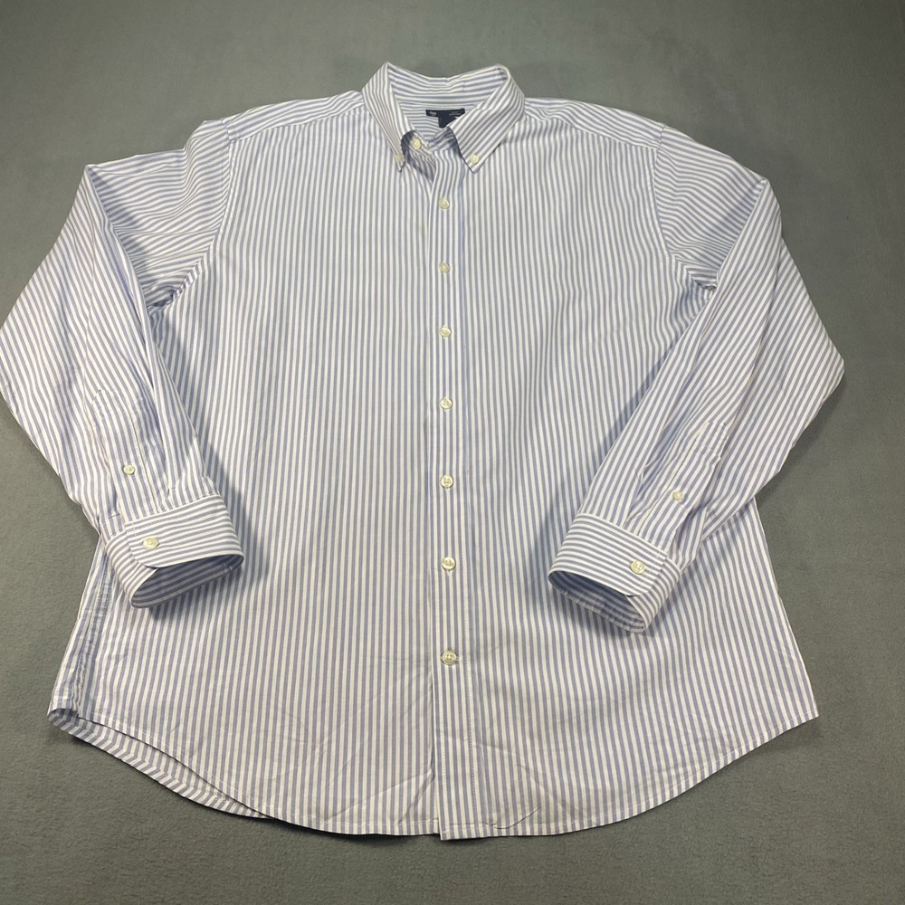 Gap Mens Button Down Long Sleeve Slim Fit Blue‎ White Stripe XL Preppy Beach